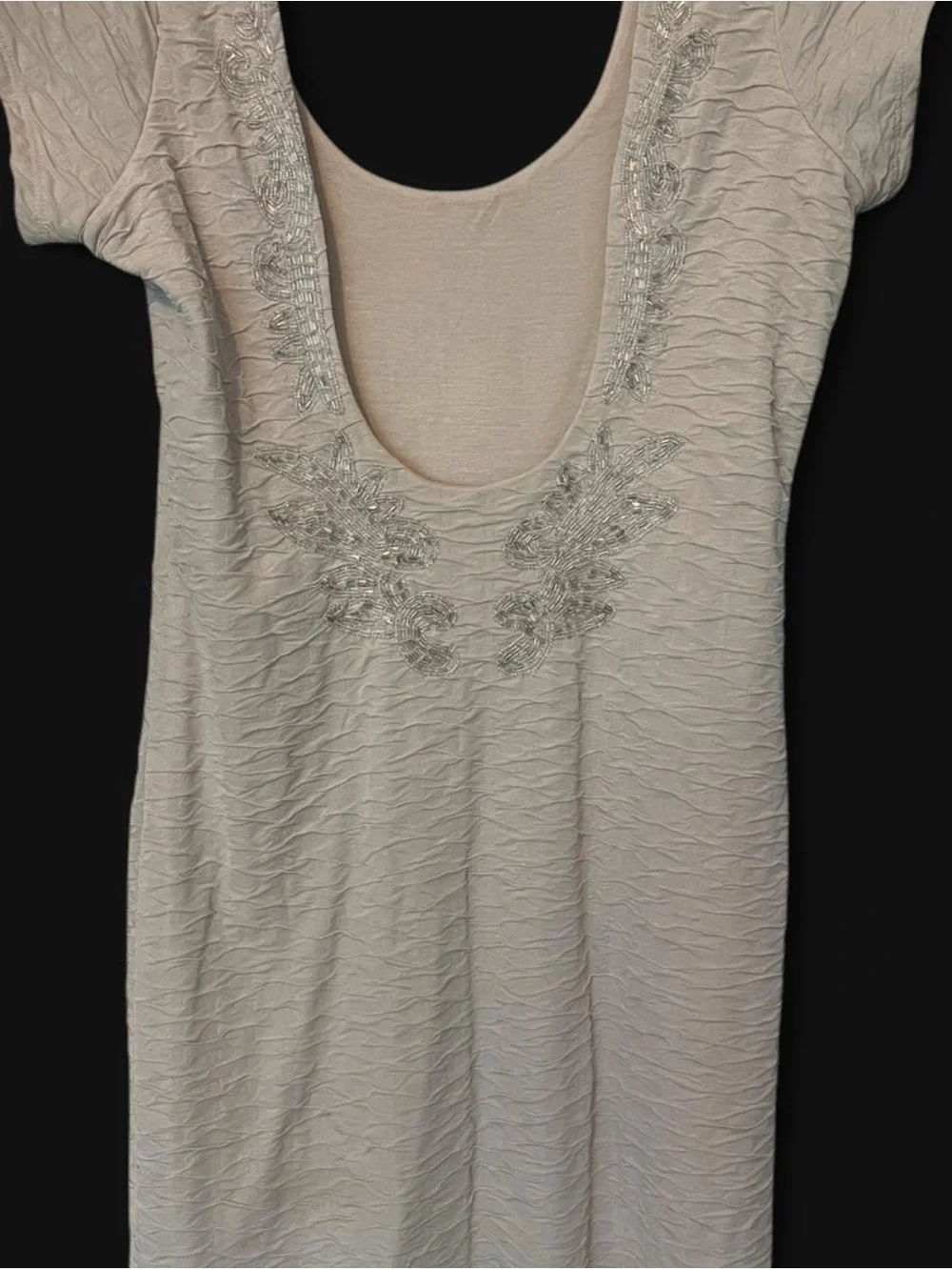 Free People Cream Embellished Beaded Scoop back mini Dress - Picture 4 of 7